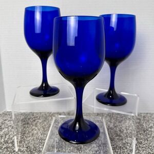 Libbey Cobalt Blue Wine Glasses~Set Of 3~ 7 Inch